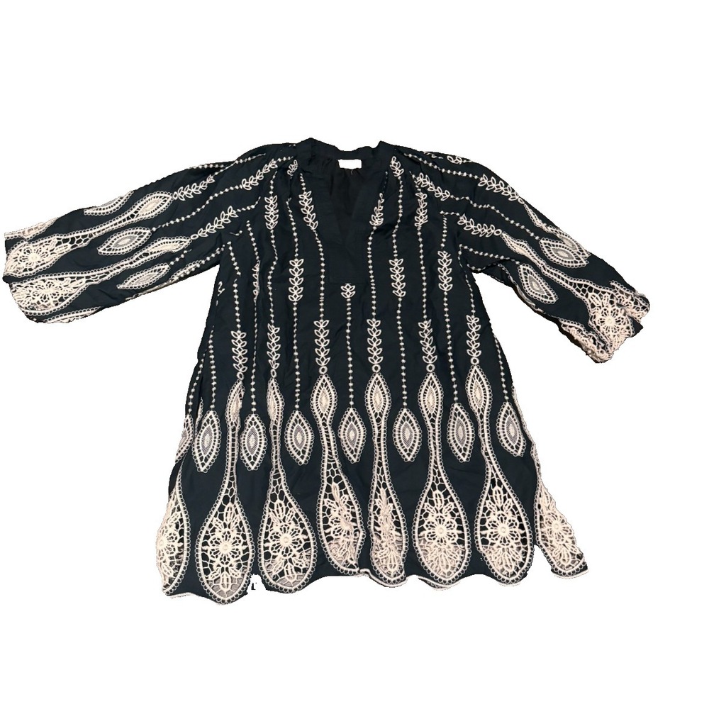 Ciebon dress black white large drip mini dress embroidered